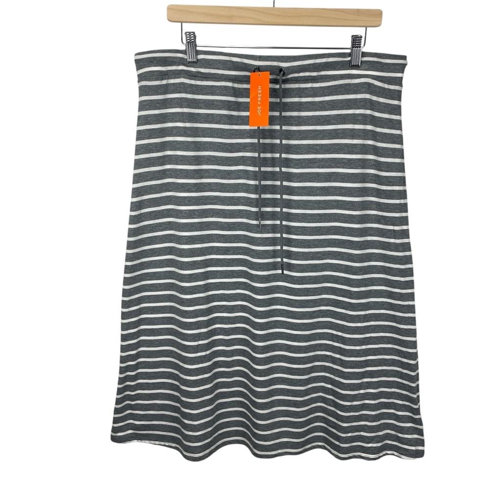 Joe Fresh Womens Grey Striped Midi Skirt Size XL NWT